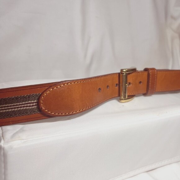 Coach Men's #3879 Leather Belt-Size 42-Tan/Green Mix-Gold Buckle-Classy-Netral - Picture 8 of 12